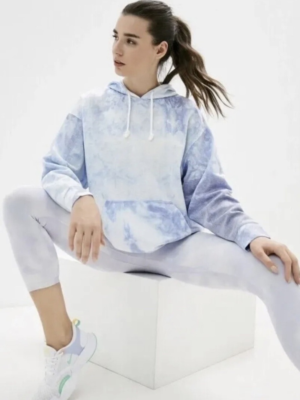 Nike Clash Women's Pullover Training Hoodie Tie Dye Blue Purple, Oversized